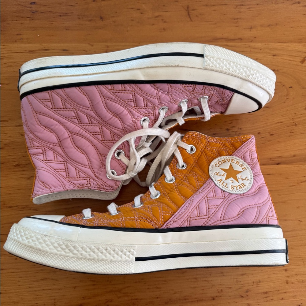 Converse Quilted Pink and Orange High-Tops